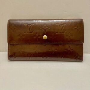 Authentic Louis Vuitton Brown Vernis Mono Bifold Long Wallet 7.5in x 4in (TH0078