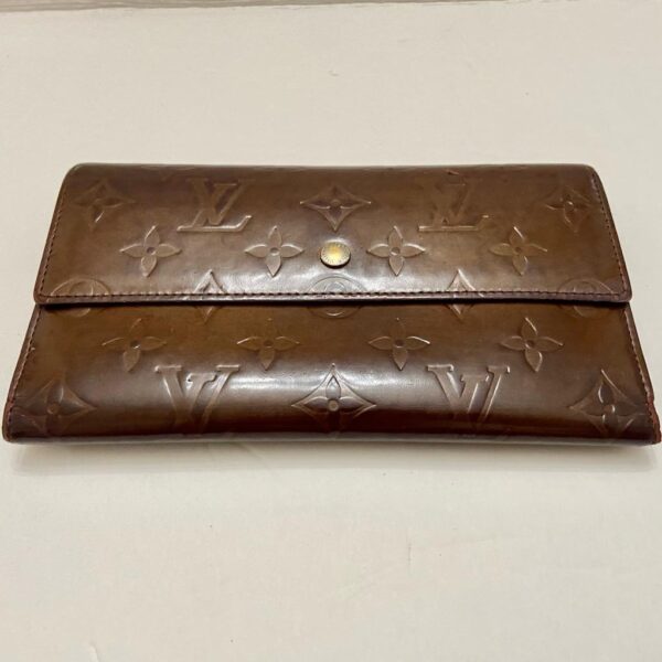 Authentic Louis Vuitton Brown Vernis Mono Bifold Long Wallet 7.5in x 4in (TH0078