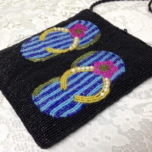 Beautiful, Multi-color Beaded Sandals Shoulder Bag 7in x 6in