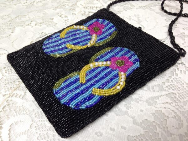 Beautiful, Multi-color Beaded Sandals Shoulder Bag 7in x 6in