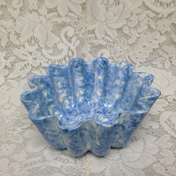 Rare, Vintage, Blue Spongeware Jelly Mold