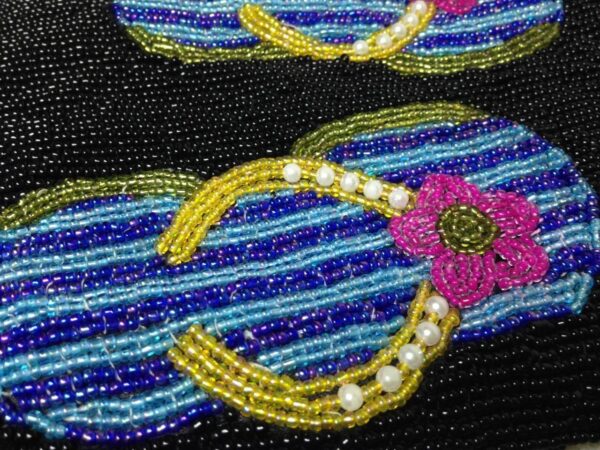 Beautiful, Multi-color Beaded Sandals Shoulder Bag 7in x 6in