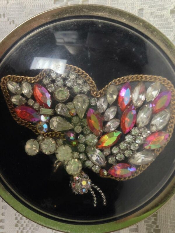 Vintage, Framed , Handcrafted Butterfly Rhinestones Wall Decor, 5in D