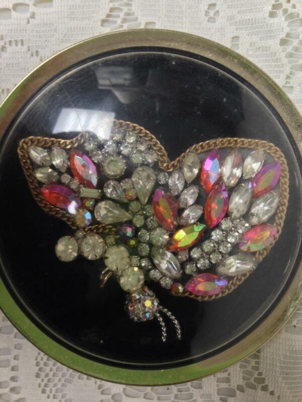 Vintage, Framed , Handcrafted Butterfly Rhinestones Wall Decor, 5in D