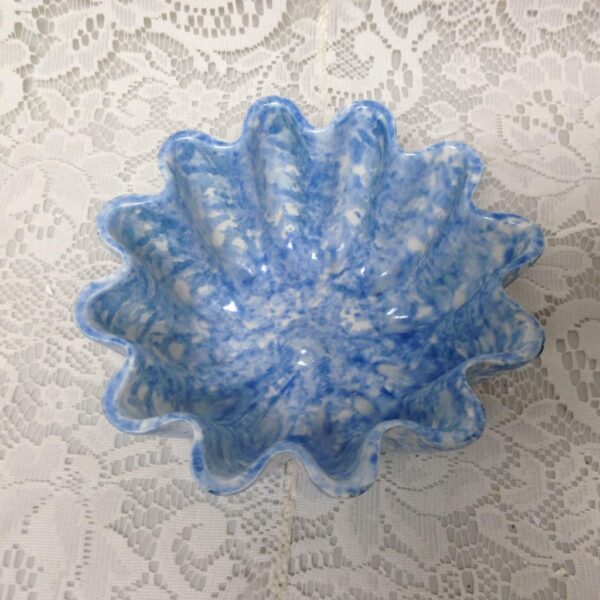 Rare, Vintage, Blue Spongeware Jelly Mold