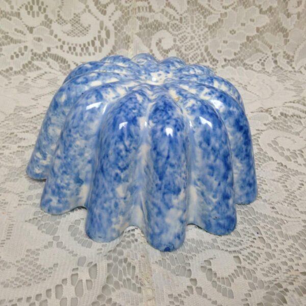 Rare, Vintage, Blue Spongeware Jelly Mold