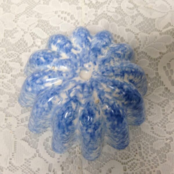 Rare, Vintage, Blue Spongeware Jelly Mold