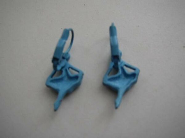 Beautiful, Blue Enamel, Ballet Dancer with Rhinestones Pierced Earrings