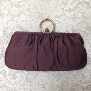 Vintage, Ingber Burgundy-Brown Satin Evening Purse 10.5in x 5in