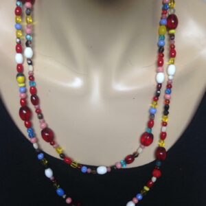 Vintage, Glass Multi color Beads 50in Long Necklace