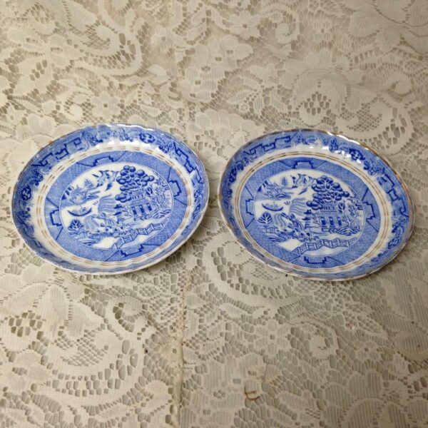 Antique, Rare, England, Elegant Blue Willow 2 set of Trio Tea or Snack Set