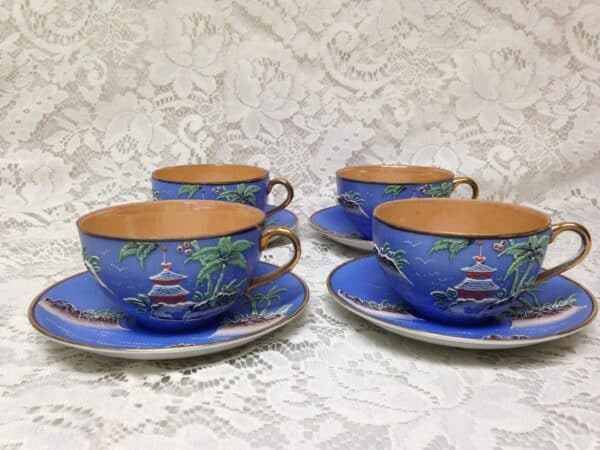 1920s, Moriyama-Morimura, Japan, Variant Gaudy Blue Willow 11pc - Tea Set