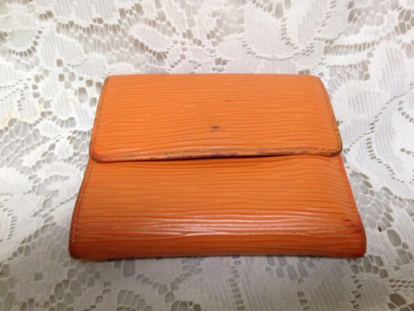 Authentic, Louis Vuitton, Orange Epi Leather Trifold Wallet-Coin Purse 4.5inx4in