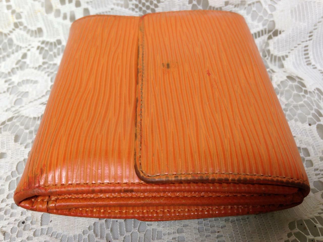 Authentic, Louis Vuitton, Orange Epi Leather Trifold Wallet-Coin Purse 4.5inx4in