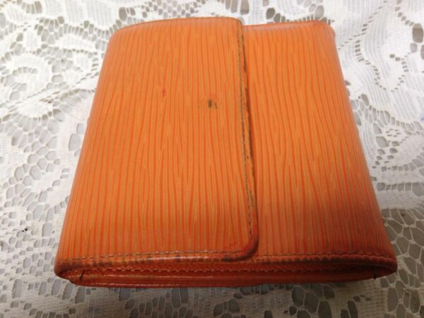 Authentic, Louis Vuitton, Orange Epi Leather Trifold Wallet-Coin Purse 4.5inx4in