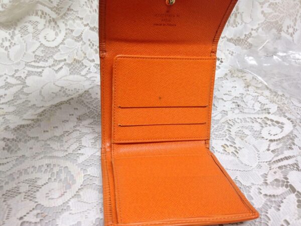 Authentic, Louis Vuitton, Orange Epi Leather Trifold Wallet-Coin Purse 4.5inx4in