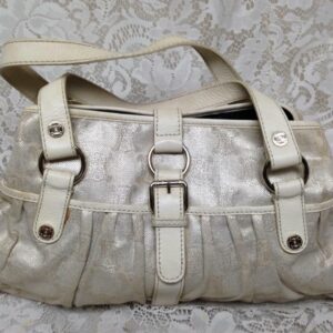 Celine, Large, Beige Metallic Monogram Tote Handbag 14in x 9in x 4in