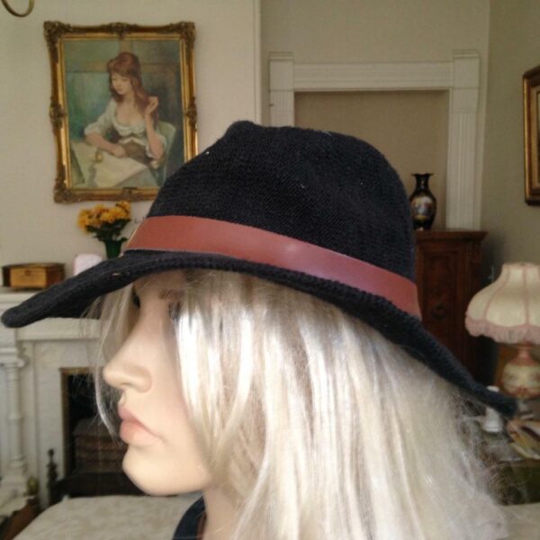 Stunning, Black, Wide Brim, Cowgirl, Fedora Hat with Brown Band and Bow