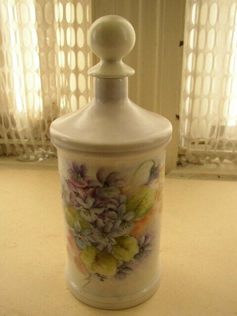 Vintage, Artist Signed, Limoges France, 10″ Porcelain Scent -Lotion Bottle