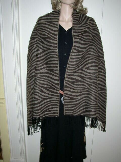 Beautiful, Brown and Black Wool Animal Print Scarf, Wrap, Shawl, etc.