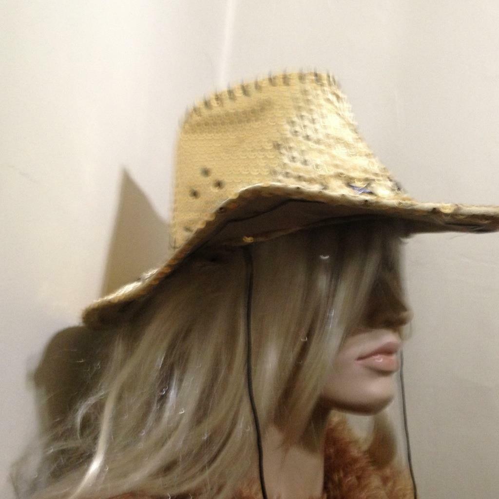 Vintage, Gold Sequined, Cowboy Wide Brim Hat