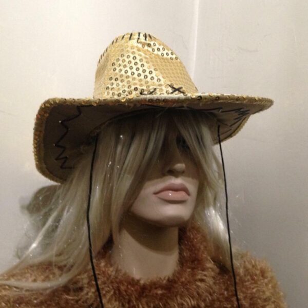 Vintage, Gold Sequined, Cowboy Wide Brim Hat