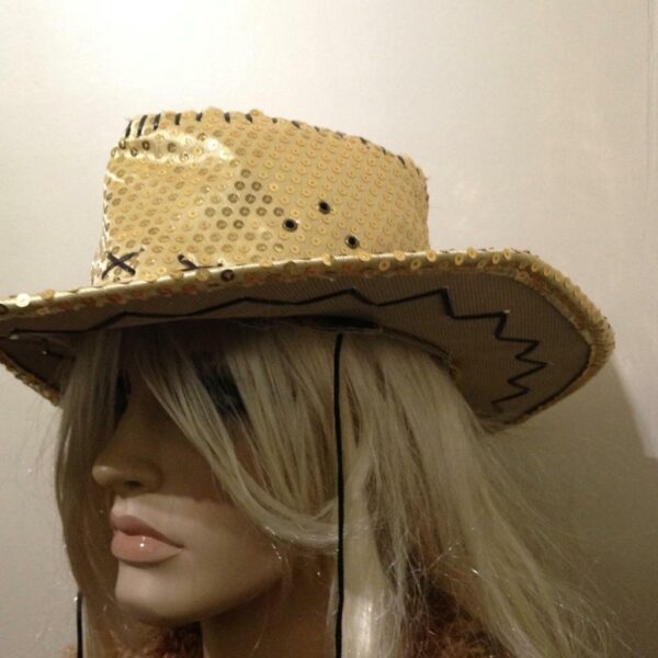 Vintage, Gold Sequined, Cowboy Wide Brim Hat