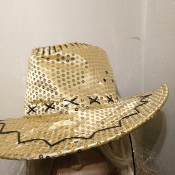 Vintage, Gold Sequined, Cowboy Wide Brim Hat