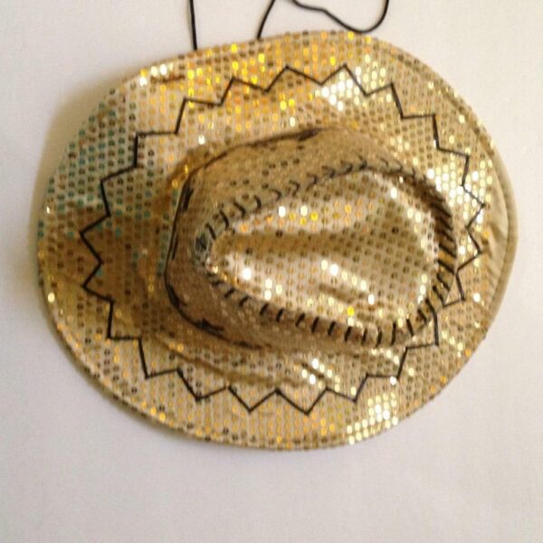 Vintage, Gold Sequined, Cowboy Wide Brim Hat