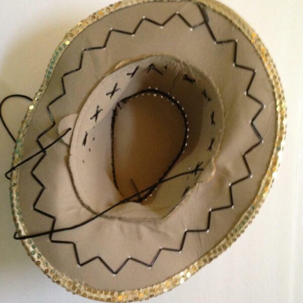 Vintage, Gold Sequined, Cowboy Wide Brim Hat