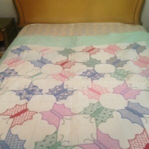 Vintage, Beautiful Butterfly Quiltt, Coverlet, Bed spread 64in x 64in