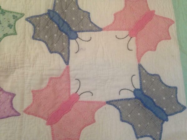 Vintage, Beautiful Butterfly Quiltt, Coverlet, Bed spread 64in x 64in