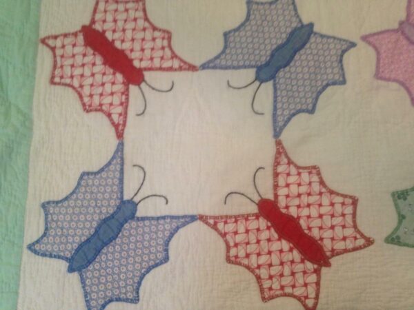 Vintage, Beautiful Butterfly Quiltt, Coverlet, Bed spread 64in x 64in