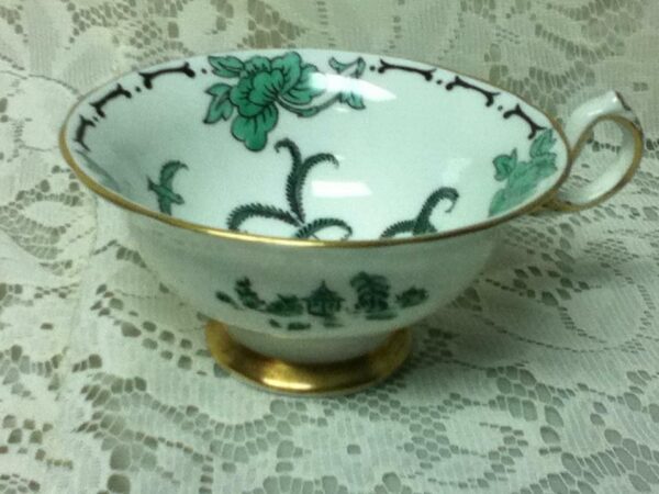 Vintage, Rare, England, Royal Chelsea, Pekin Green-Blue Willow Cup and Saucer