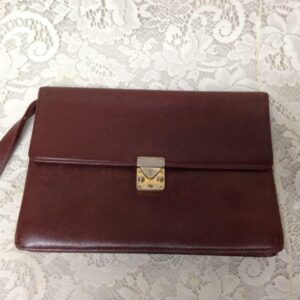 Yves Saint Laurent Brown Leather Mens 2-Gusset Clutch-Wristlet 10in x 7in x 3in