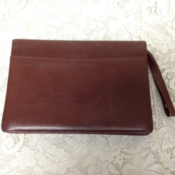 Yves Saint Laurent Brown Leather Mens 2-Gusset Clutch-Wristlet 10in x 7in x 3in