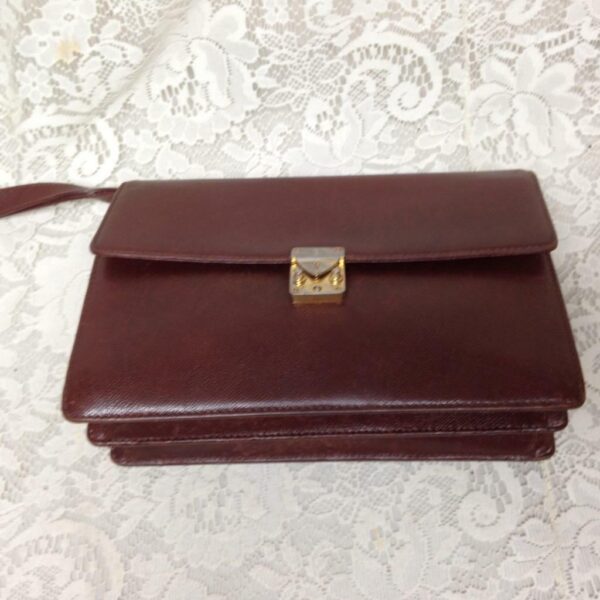 Yves Saint Laurent Brown Leather Mens 2-Gusset Clutch-Wristlet 10in x 7in x 3in