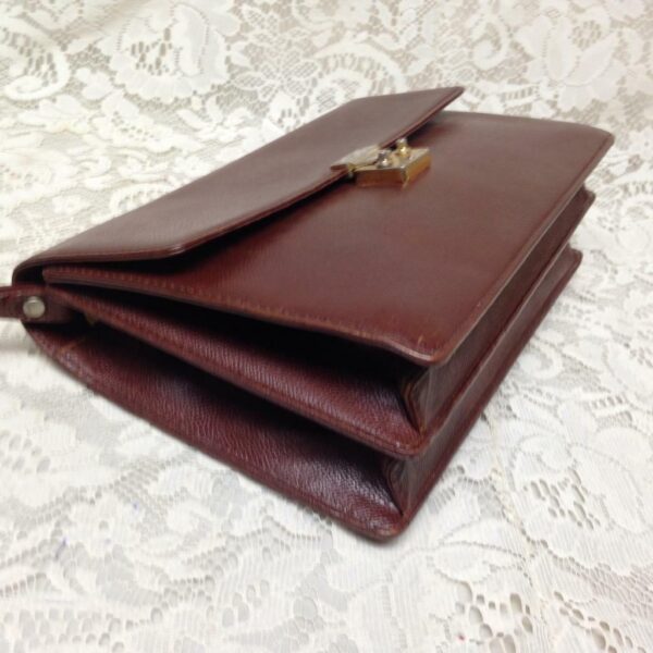 Yves Saint Laurent Brown Leather Mens 2-Gusset Clutch-Wristlet 10in x 7in x 3in