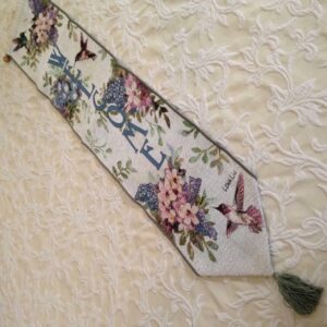 Welcome, Floral Bird Door Tapestry by Lina Liu 42in x 8.5in