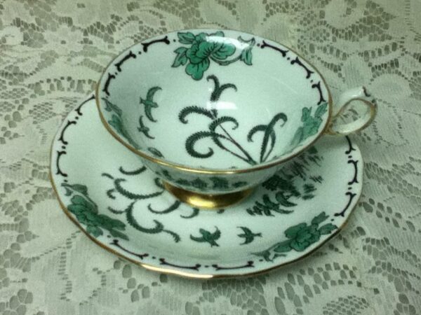 Vintage, Rare, England, Royal Chelsea, Pekin Green-Blue Willow Cup and Saucer