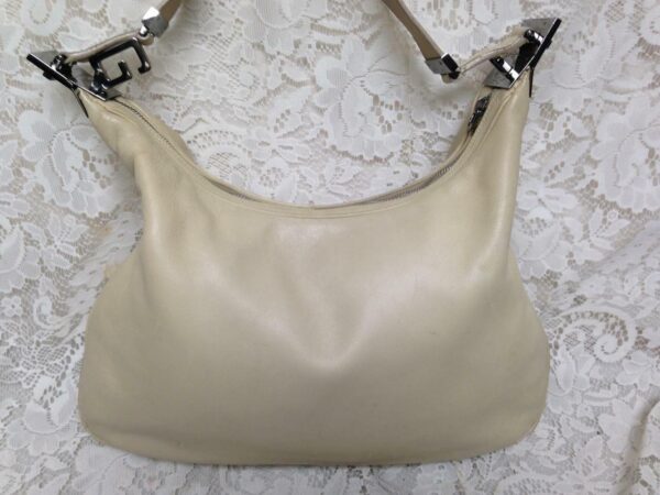 Vintage Gucci Italy Beige Leather Shoulder Bag 14in x 12in x 2in