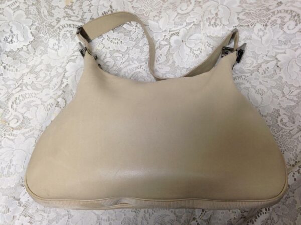 Vintage Gucci Italy Beige Leather Shoulder Bag 14in x 12in x 2in