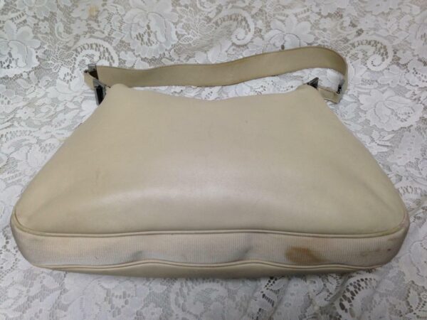 Vintage Gucci Italy Beige Leather Shoulder Bag 14in x 12in x 2in