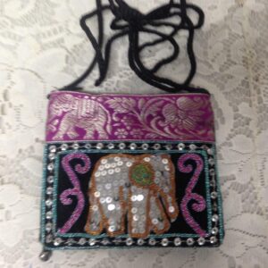 Purple Elephant Sequined Small Purse-Crossbody 5in x 4.5in