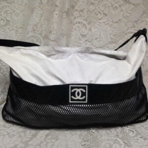 Chanel, White-Black, Large, Weekender-Beach Hand Bag 12in H x 20in L x 5in W