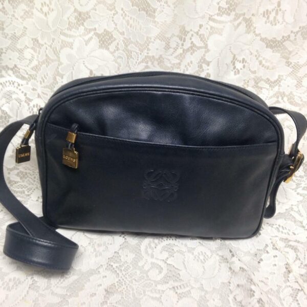 Authentic Loewe, Spain Black Genuine Leather Hand Bag-Crossbody 11in x 8in x 3in