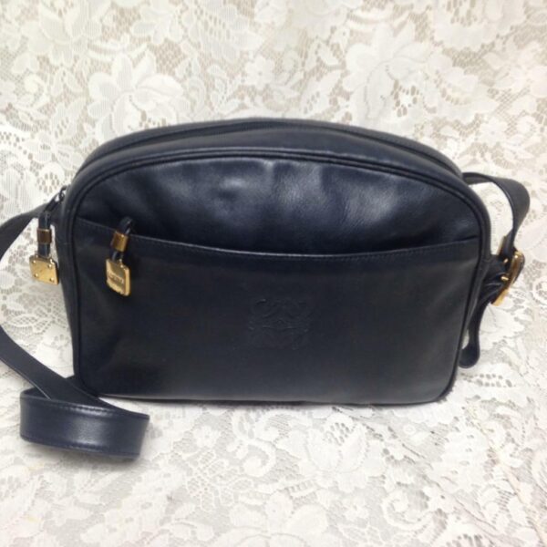 Authentic Loewe, Spain Black Genuine Leather Hand Bag-Crossbody 11in x 8in x 3in