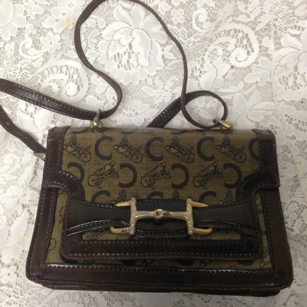 Vintage, Celine, Paris, Italy C Horse Carriage Handbag 10.5in x 8in x 4in