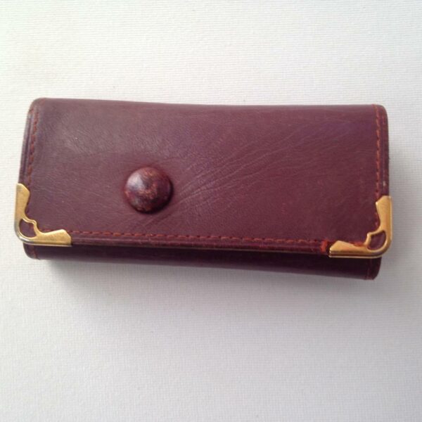 Authentic, Rare, Cartier Burgundy Leather 4 Hooks Key Case 3.5in x 2in