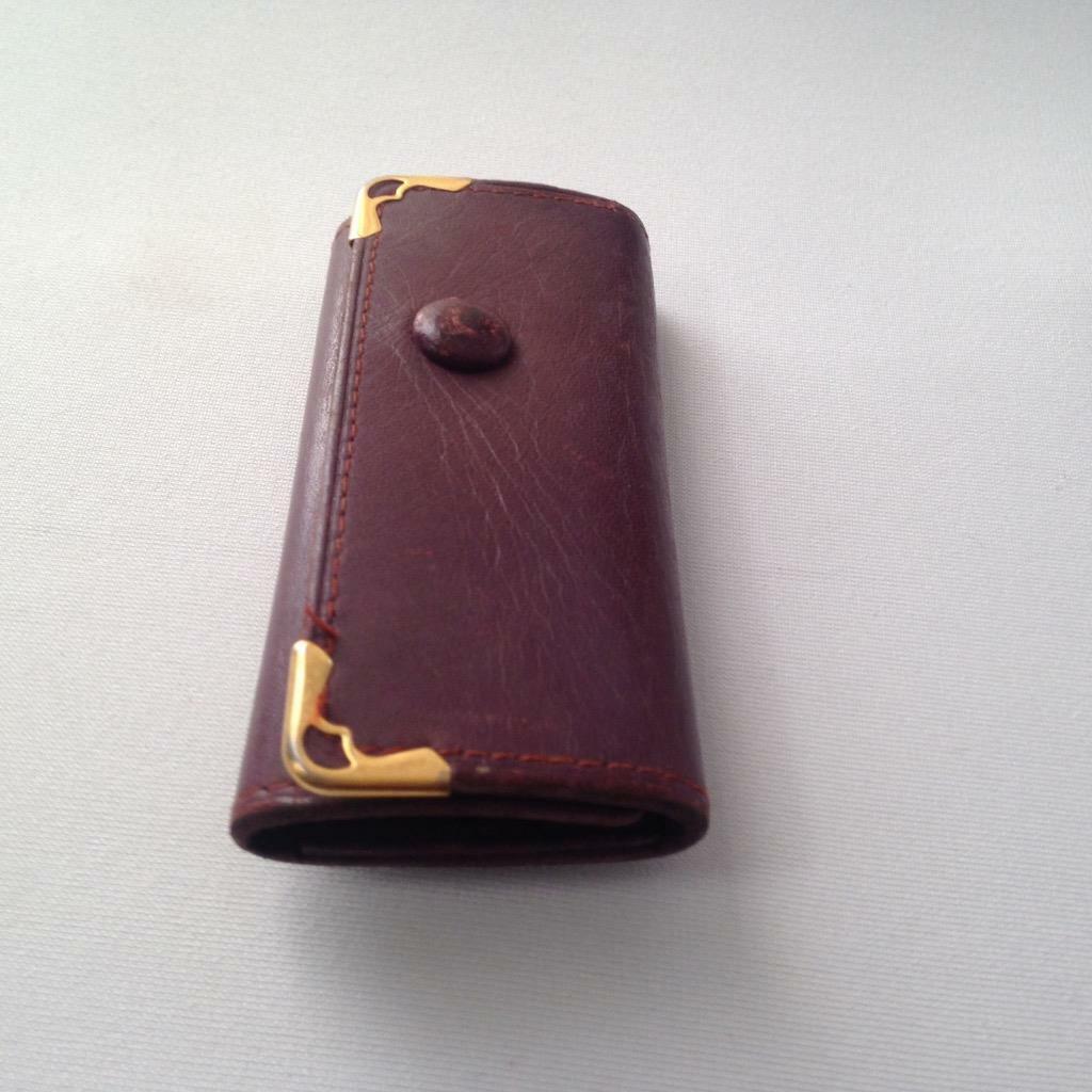 Authentic, Rare, Cartier Burgundy Leather 4 Hooks Key Case 3.5in x 2in